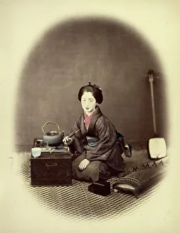 Kitchenware Prints: Young Lady, with Pipe, 1866-1867. Creator: Felice Beato