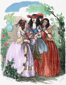 The young Louis XIV strolling with the Mancini sisters, 19th century. Creator: Unknown
