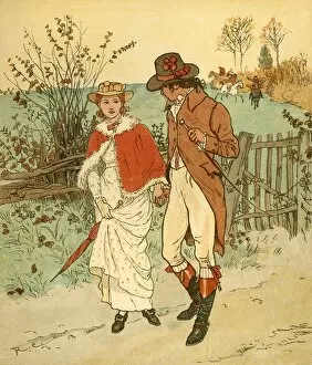 Randolph Gallery: Two young lovers in a lane, c1880. Creator: Randolph Caldecott