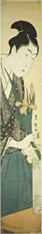 Toyohiro Utagawa Prints: Young man arranging irises in a vase, n. d. Creator: Utagawa Toyohiro