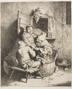 Bega Cornelis Prints: A Young Man Caressing the Young Hostess, c.1650. Creator: Cornelis Bega