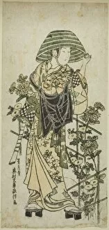Flute Collection: Young Man Dressed as Mendicant Monk, c. 1755. Creator: Okumura Masanobu