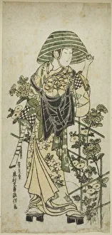 Platform Shoes Prints: Young Man Dressed as Mendicant Monk, c. 1755. Creator: Okumura Masanobu
