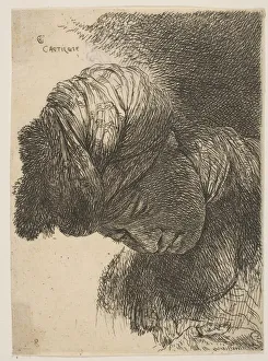 Castiglione Gallery: Young man with his head lowered, wearing a turban, facing left, from the series o... ca
