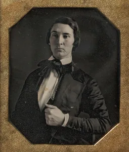 Daguerreotype Prints: Young Man Holding Jacket Lapel, 1840s. Creator: Unknown