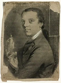 Russell John Prints: Young Man Holding Statuette, 1760. Creator: John Russell