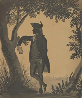 Young Man Leaning Against a Tree With a Book, ca. 1780-89. Creator: William Wellings
