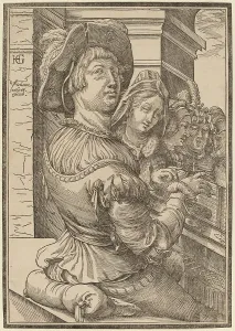 Woodcut On Laid Paper Prints: A Young Man Playing a Psalterium, c. 1600. Creator: Christoffel van Sichem I
