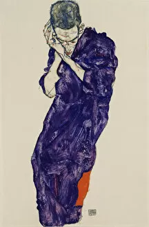 Vienna Gallery: Young Man in Purple Robe with crossed hands, 1914