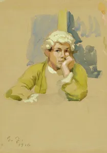 Secret Society Prints: Young Man in Rococo Attire, 1916. Creator: Eero Jarnefelt