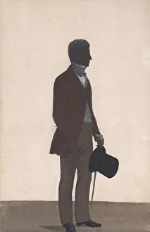 Cut Paper Prints: A young man, standing; full length silhouette, profile to right, 1850