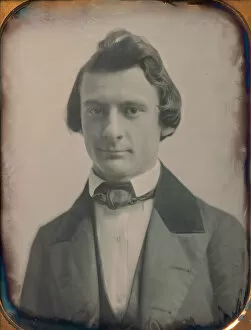 Albert Sands Southworth Collection: Young Man in Three-piece Suit and Bow Tie, 1850s. Creators: Josiah Johnson Hawes