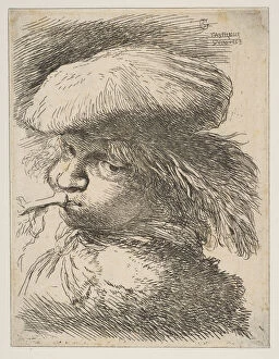 Castiglione Gallery: Young man with a trumpet facing left, from the series of Small Heads in Oriental... ca