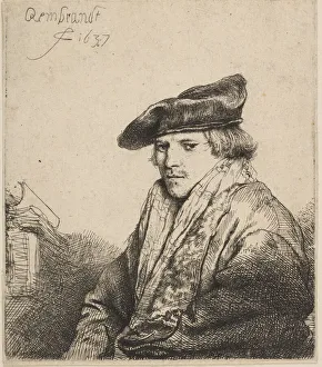 Ferdinand Boll Prints: Young Man in a Velvet Cap (Ferdinand Bol), 1637. Creator: Rembrandt Harmensz van Rijn
