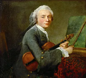 Scores Prints: Young Man with a Violin. Charles Théodose Godefroy (1718-1796)