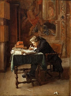 Young Man Writing. Artist: Meissonier, Ernest Jean Louis (1815-1891)
