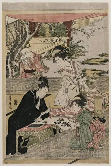 1615 1868 Prints: Young Man Writing at a Table, c. 1800. Creator: Utagawa Toyohiro (Japanese, 1733-1828)