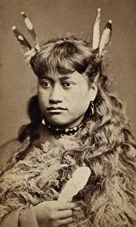 Seashell Prints: A young Maori woman, c1880s. Creator: James Bragge