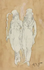 Two Young Men of Fashion (Standing), second half 19th century