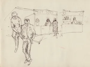 Young men at a funfair, c1950. Creator: Shirley Markham