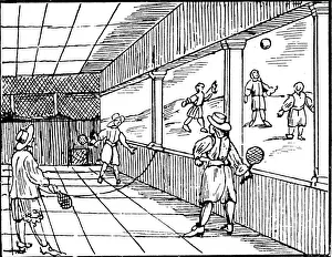 Young men playing a form of tennis, 16th century