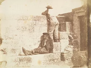 Two Young Men Resting on a Pier, late 1840s. Creator: Calvert Jones