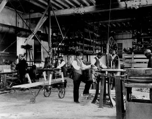 Woodwork Prints: Young men training in woodworking at Hampton Institute