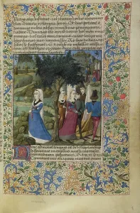 Initial Prints: Young Men and Women Outdoors; Historia de duobus amantibus