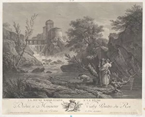 Erosion Gallery: Young Neapolitan Woman Fishing, ca. 1770. Creator: Jean Jacques Le Veau