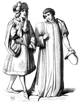 Bourgeoisie Collection: A young nobleman and of a member of the bourgeoisie, 14th century (1849)