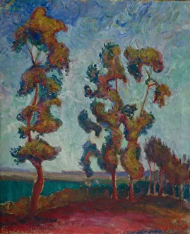 Denisov Prints: The Young Oaks, 1915. Artist: Denisov, Vasily Ivanovich (1862-1921)