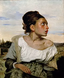 Orphan Collection: Young Orphan Girl in the Cemetery. Artist: Delacroix, Eugene (1798-1863)
