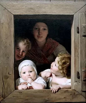 Young Peasant Woman with Three Children at the Window, 1840