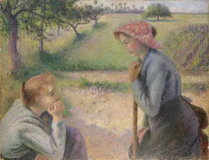 Pissarro Prints: Two Young Peasant Women, 1891-92. Creator: Camille Pissarro