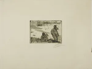 Towel Prints: Young People Bathing, 1894. Creator: Anders Leonard Zorn