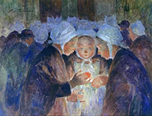 Young People from Breton before a Procession, c1884-1930. Artist: Fernand Loyen du Puigaudeau