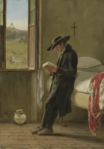 Martin Rorbye Prints: Young Priest reading, 1838. Creator: Martinus Rorbye