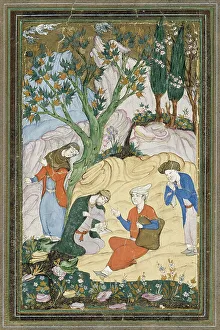 Entourage Prints: A young prince with his entourage in a landscape