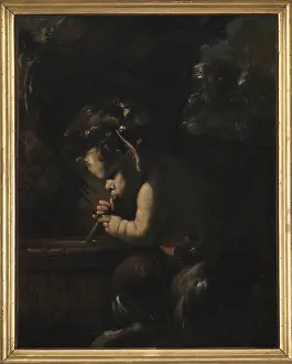 Drunk Prints: Young Satyr Drinking from a Wine Cask, c1646. Creator: Mola, Pier Francesco (1612-1666)