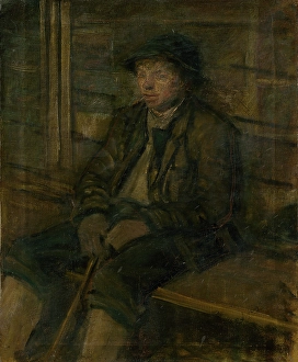 Ladislav Prints: Young Shepherd Sitting, 1908-1910. Creator: Ladislav Mednyanszky
