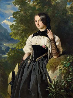 Franz Xavier 1805 1873 Prints: Young Swiss girl from Interlaken, 1840