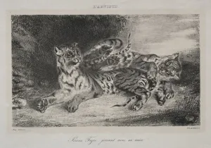 Young Tiger Playing with its Mother, 1831. Creator: Eugene Delacroix (French, 1798-1863)
