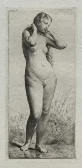 Young woman bathing. Creator: Charles-Emile Jacque (French, 1813-1894)