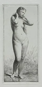 Charlesemile Jacque French Prints: Young woman bathing. Creator: Charles-Emile Jacque (French, 1813-1894)