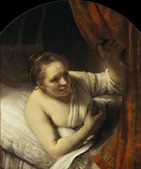 Bedroom Scene Gallery: Young woman in bed, 1645-1647. Creator: Rembrandt van Rhijn (1606-1669)