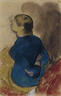 Edgar Prints: Young Woman in Blue, about 1884. Creator: Edgar Degas