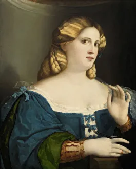 The Elder 1480 1528 Prints: Young Woman in a Blue Dress, with Fan