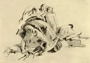 River God Prints: Young Woman with Boy, Rivergod and Satyr, mid 18th century, (1928)