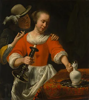 A Young Woman and a Cavalier, early 1660s. Creator: Cornelis Bisschop A Young Woman and a Cavalier, early 1660s. Creator: Cornelis Bisschop