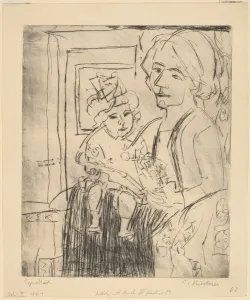Die Brucke Prints: Young Woman with Child, 1923. Creator: Ernst Kirchner